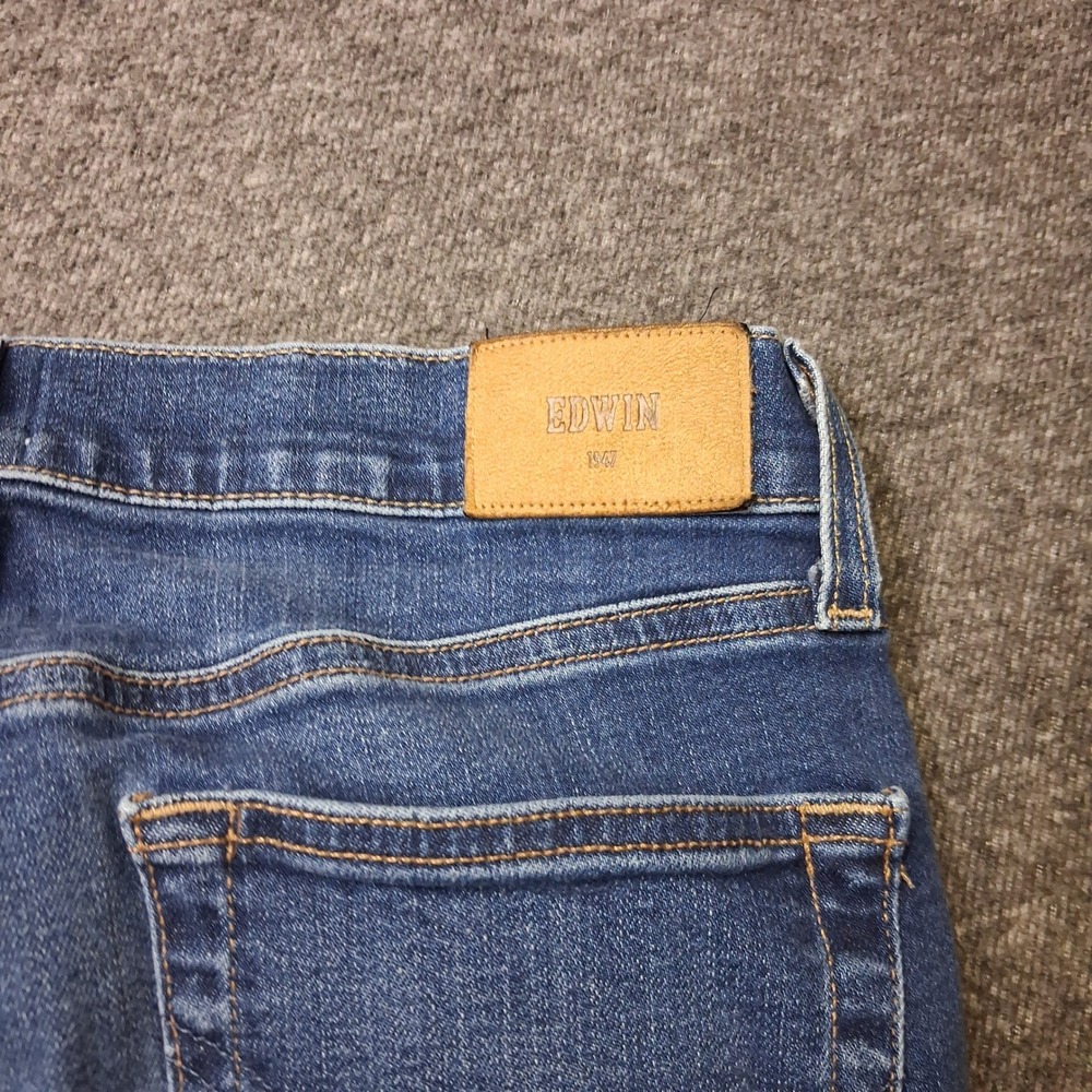 Edwin Bree High Rise Straight Leg Jeans Deja Blue Raw Hem Size 28 EW2003ICN - Picture 10 of 14